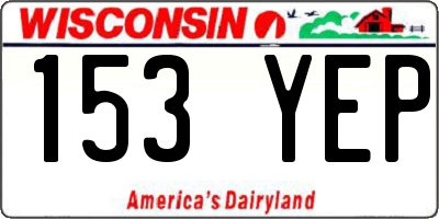 WI license plate 153YEP