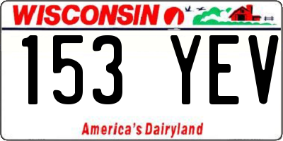 WI license plate 153YEV