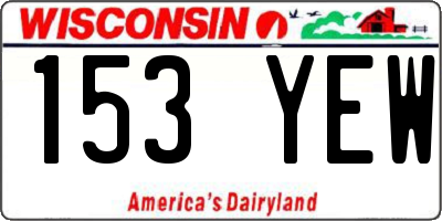 WI license plate 153YEW