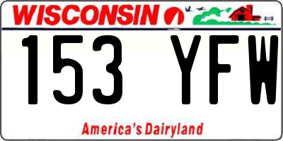 WI license plate 153YFW