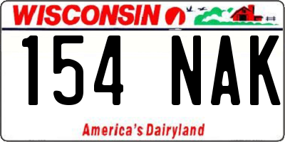 WI license plate 154NAK