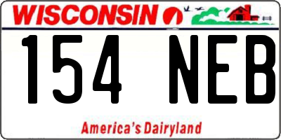 WI license plate 154NEB