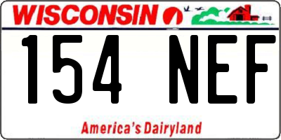 WI license plate 154NEF