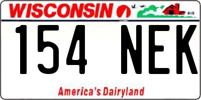 WI license plate 154NEK
