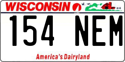 WI license plate 154NEM