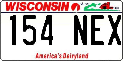 WI license plate 154NEX