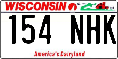WI license plate 154NHK