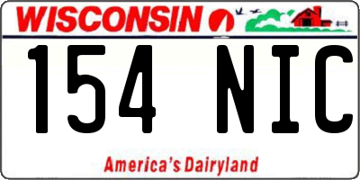 WI license plate 154NIC