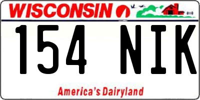 WI license plate 154NIK
