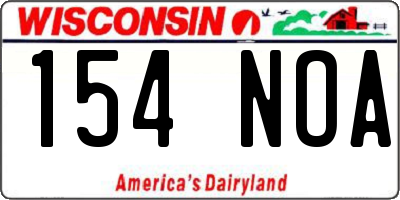 WI license plate 154NOA