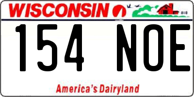 WI license plate 154NOE
