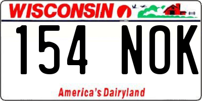 WI license plate 154NOK
