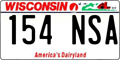 WI license plate 154NSA