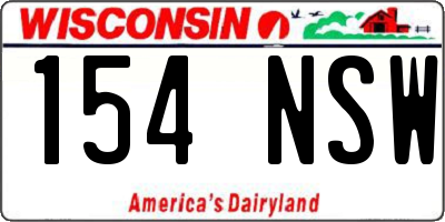 WI license plate 154NSW