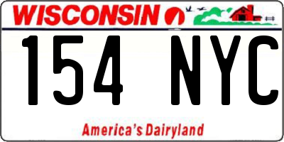 WI license plate 154NYC