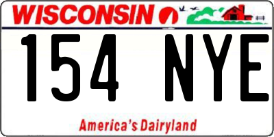 WI license plate 154NYE