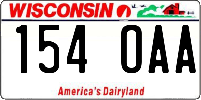 WI license plate 154OAA