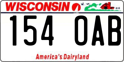WI license plate 154OAB