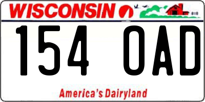 WI license plate 154OAD