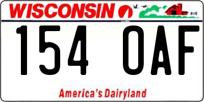 WI license plate 154OAF