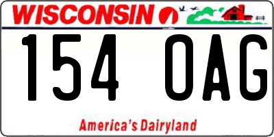 WI license plate 154OAG