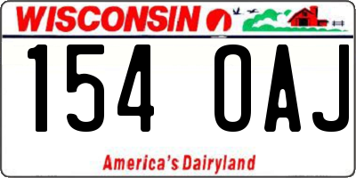 WI license plate 154OAJ