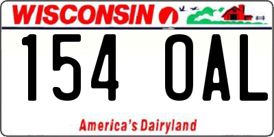 WI license plate 154OAL