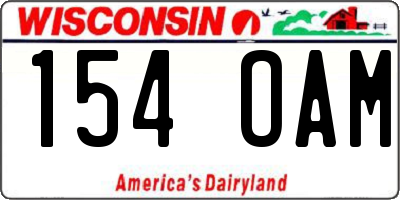 WI license plate 154OAM