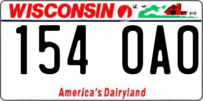 WI license plate 154OAO