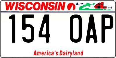 WI license plate 154OAP