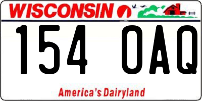 WI license plate 154OAQ