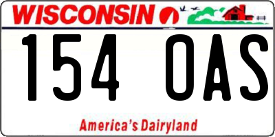 WI license plate 154OAS