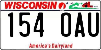 WI license plate 154OAU