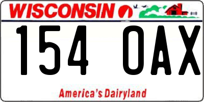 WI license plate 154OAX