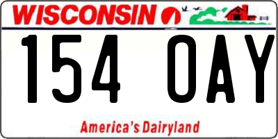 WI license plate 154OAY