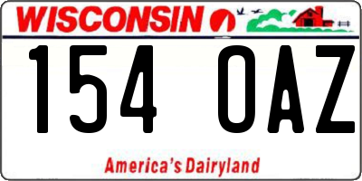 WI license plate 154OAZ