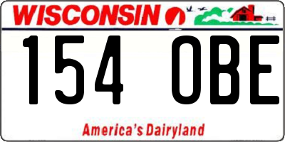 WI license plate 154OBE