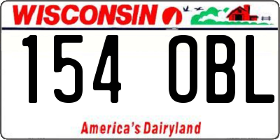 WI license plate 154OBL