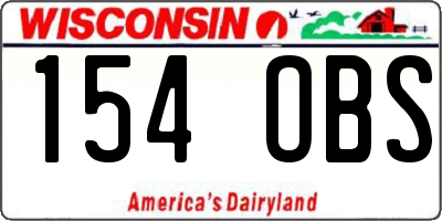 WI license plate 154OBS
