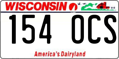 WI license plate 154OCS