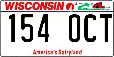 WI license plate 154OCT