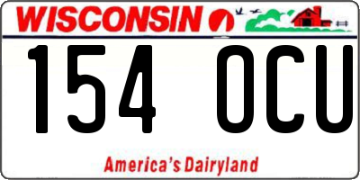 WI license plate 154OCU