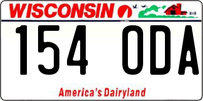 WI license plate 154ODA