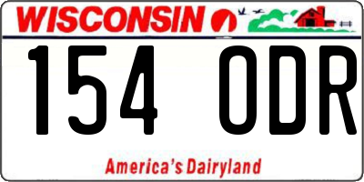 WI license plate 154ODR