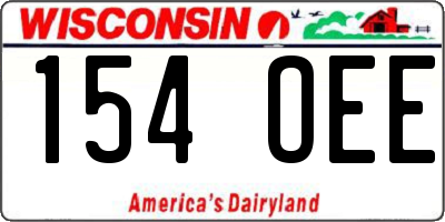 WI license plate 154OEE