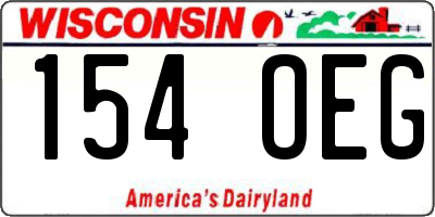 WI license plate 154OEG