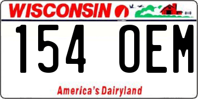 WI license plate 154OEM