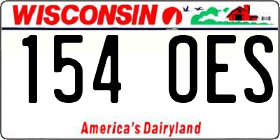 WI license plate 154OES