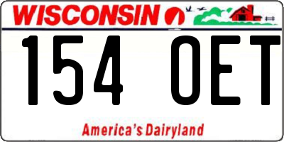 WI license plate 154OET