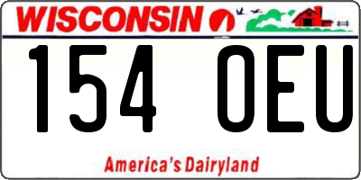 WI license plate 154OEU